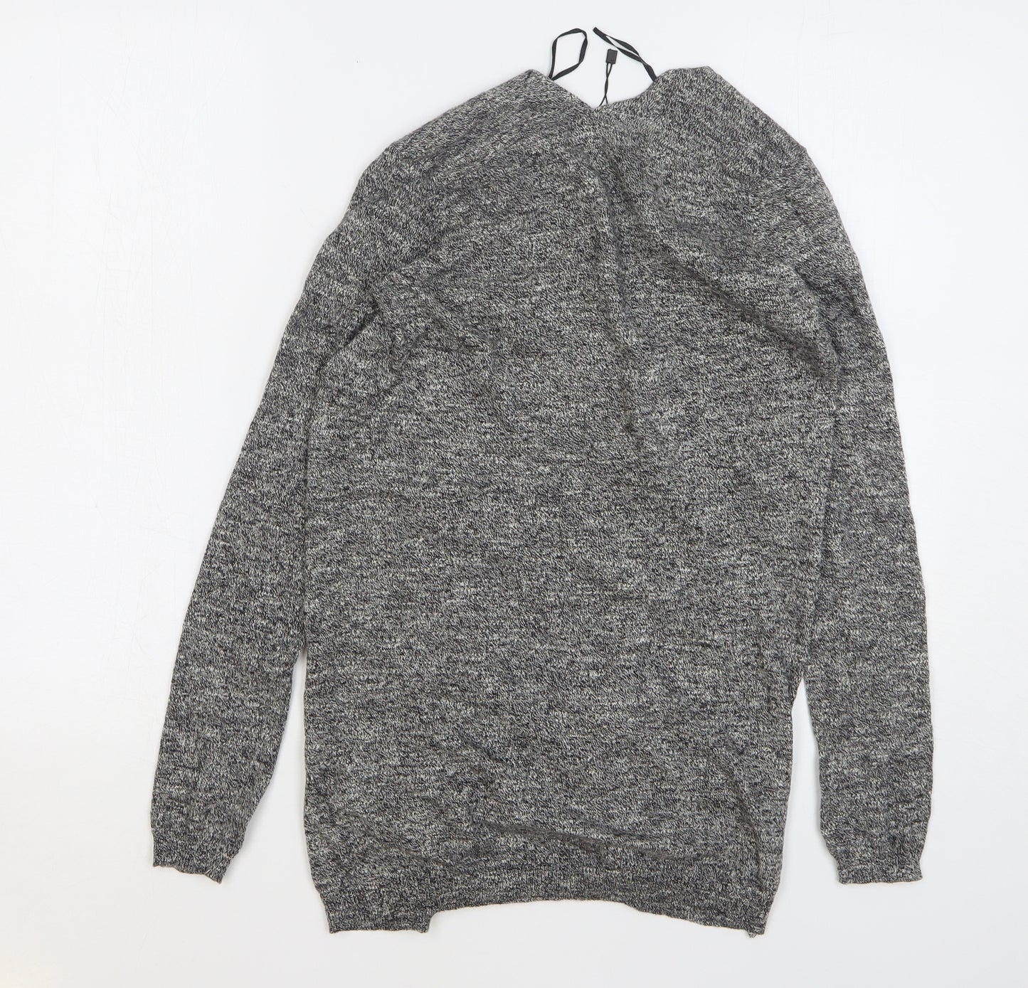 New Look Womens Grey V-Neck Cotton Cardigan Jumper Size 4