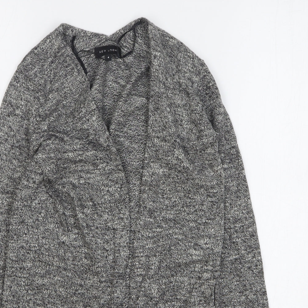 New Look Womens Grey V-Neck Cotton Cardigan Jumper Size 4