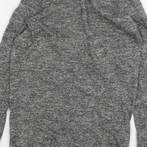 New Look Womens Grey V-Neck Cotton Cardigan Jumper Size 4