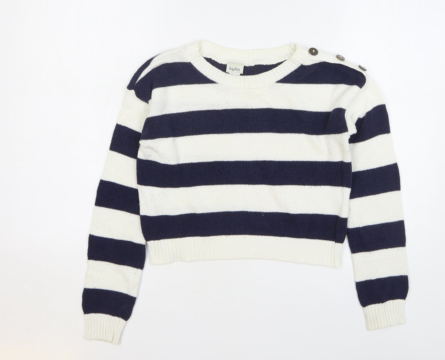 Kylie Girls Multicoloured Round Neck Striped Cotton Pullover Jumper Size 11-12 Years Pullover