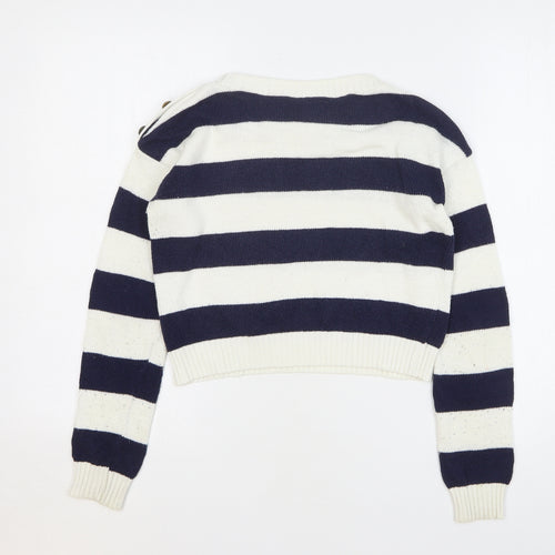 Kylie Girls Multicoloured Round Neck Striped Cotton Pullover Jumper Size 11-12 Years Pullover