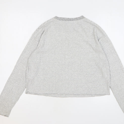 Topshop Womens Grey Check Polyester Basic T-Shirt Size M Round Neck