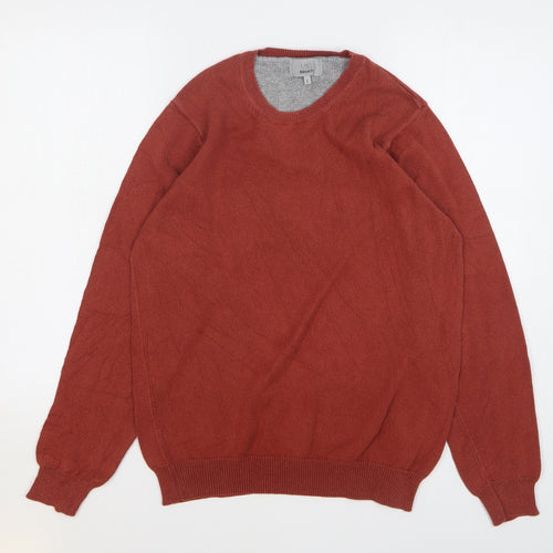 Marks and Spencer Mens Orange Crew Neck Cotton Pullover Jumper Size S