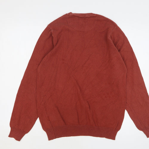 Marks and Spencer Mens Orange Crew Neck Cotton Pullover Jumper Size S