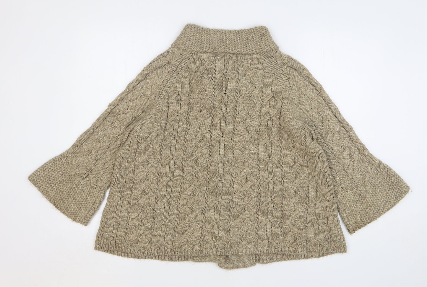 Autograph Womens Beige High Neck Acrylic Cardigan Jumper Size 16