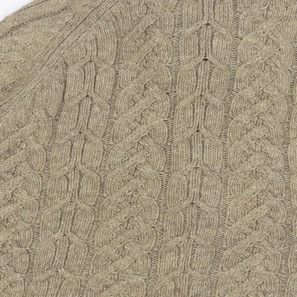 Autograph Womens Beige High Neck Acrylic Cardigan Jumper Size 16