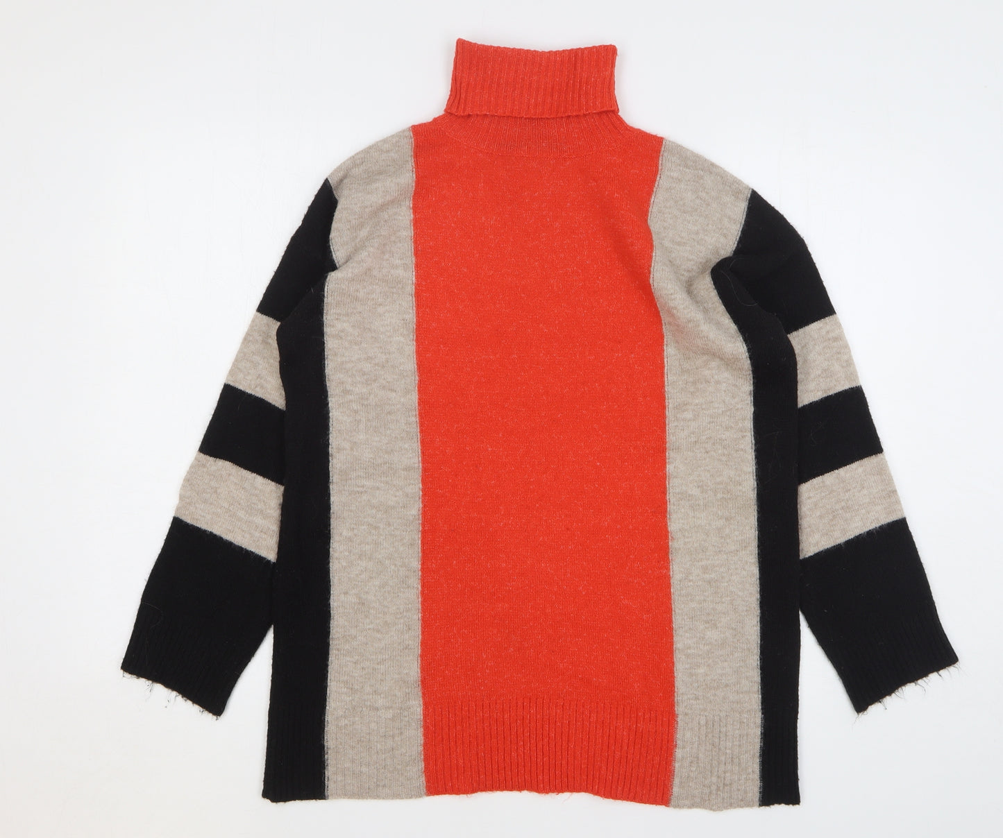 Wallis Womens Multicoloured High Neck Striped Acrylic Pullover Jumper Size 8