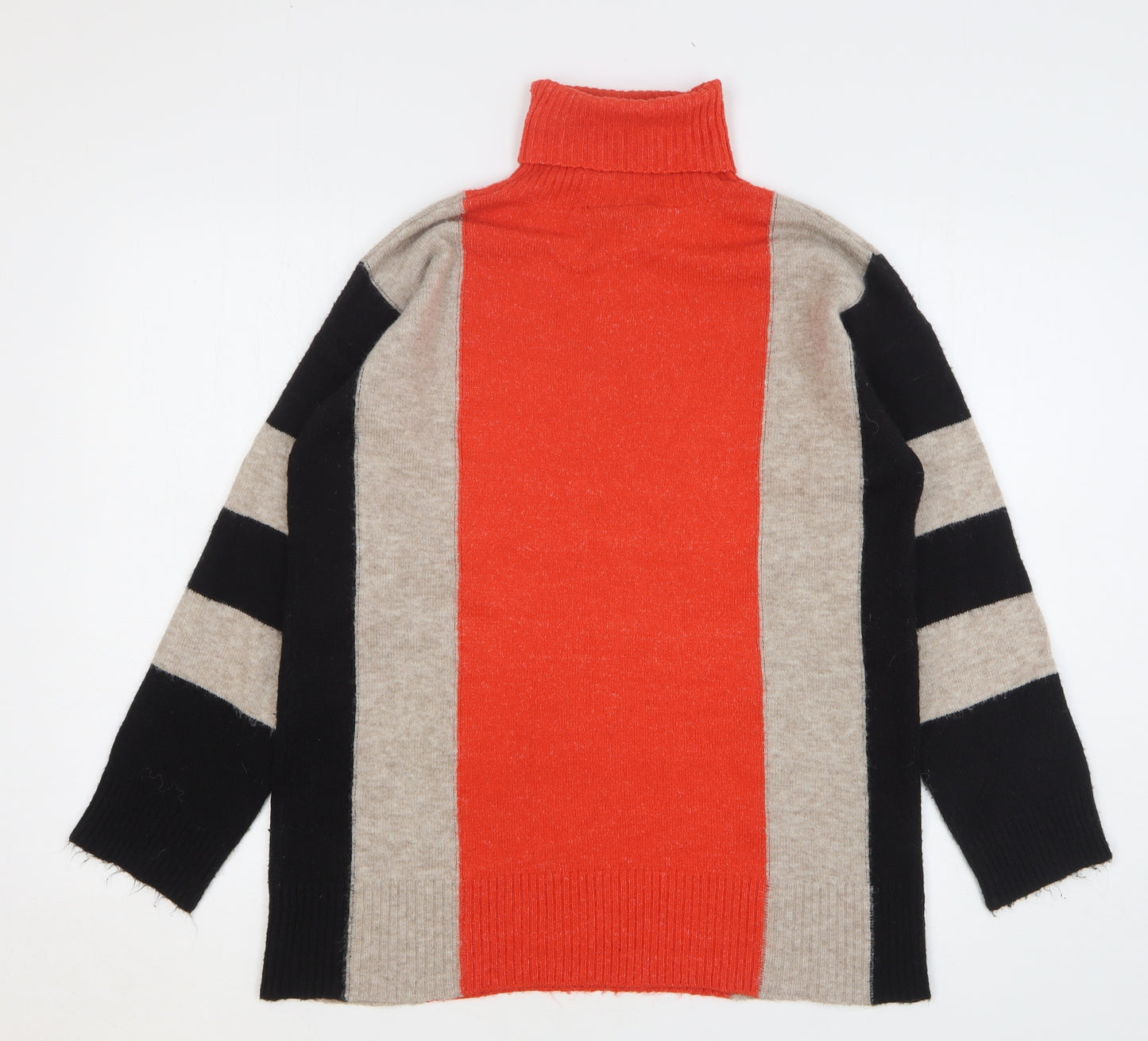 Wallis Womens Multicoloured High Neck Striped Acrylic Pullover Jumper Size 8