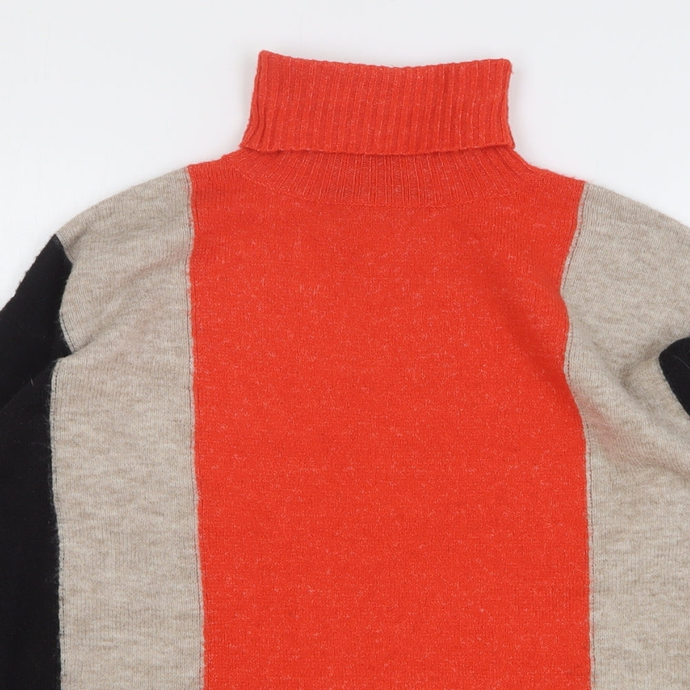 Wallis Womens Multicoloured High Neck Striped Acrylic Pullover Jumper Size 8