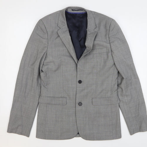 Topman Mens Grey Wool Jacket Suit Jacket Size 36