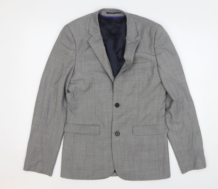 Topman Mens Grey Wool Jacket Suit Jacket Size 36