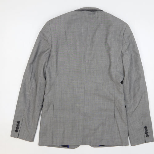 Topman Mens Grey Wool Jacket Suit Jacket Size 36