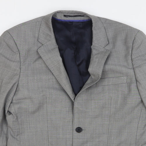 Topman Mens Grey Wool Jacket Suit Jacket Size 36