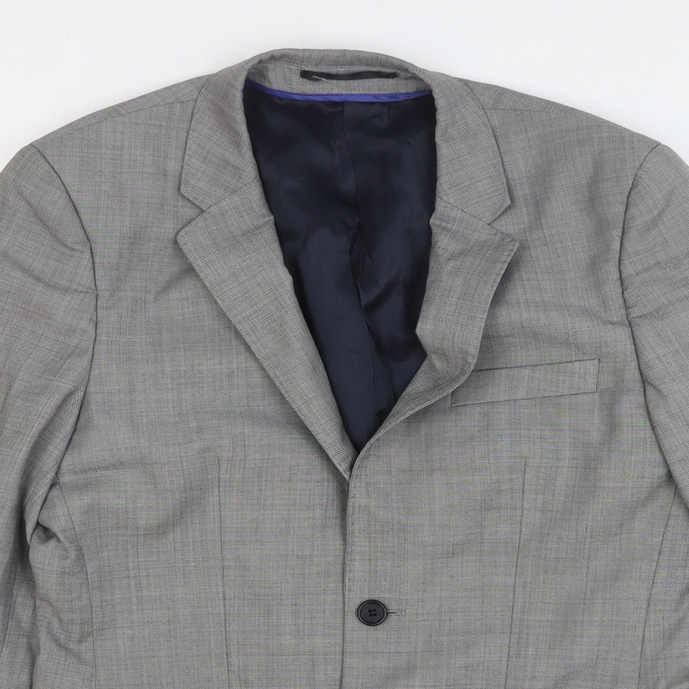 Topman Mens Grey Wool Jacket Suit Jacket Size 36