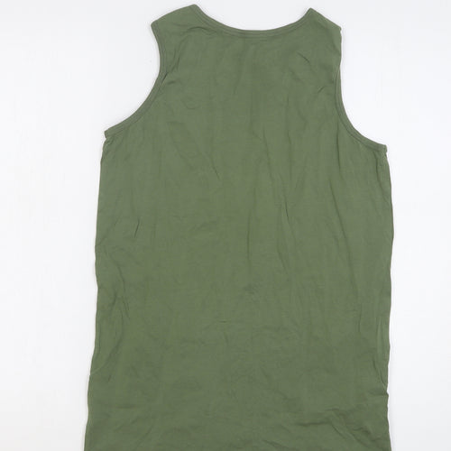Primark Boys Green Floral Cotton Basic Tank Size 14-15 Years Round Neck Pullover - Paradise