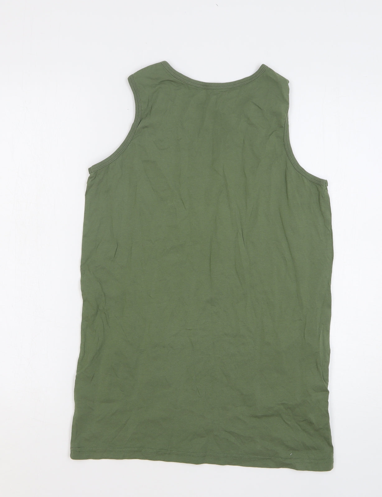 Primark Boys Green Floral Cotton Basic Tank Size 14-15 Years Round Neck Pullover - Paradise