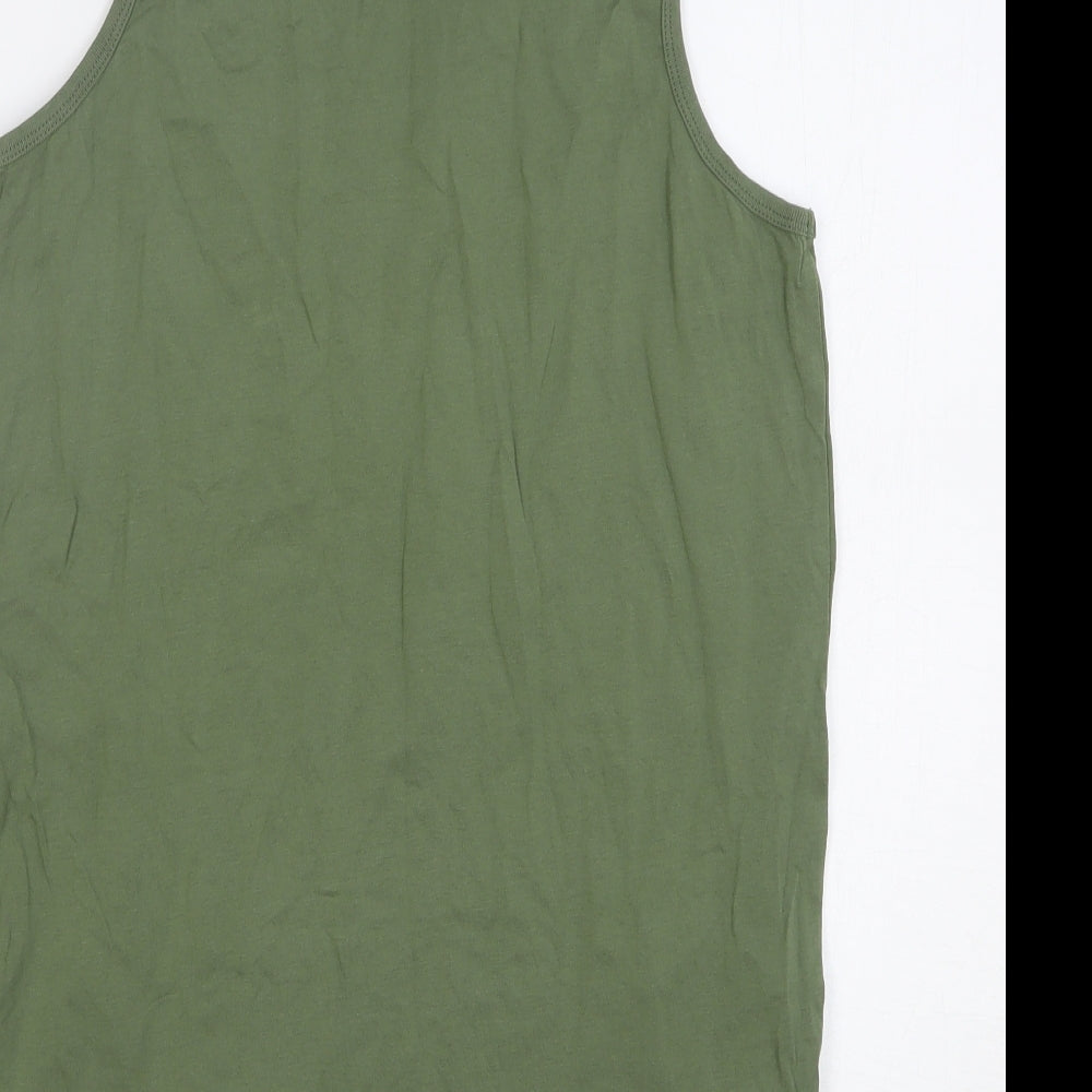 Primark Boys Green Floral Cotton Basic Tank Size 14-15 Years Round Neck Pullover - Paradise