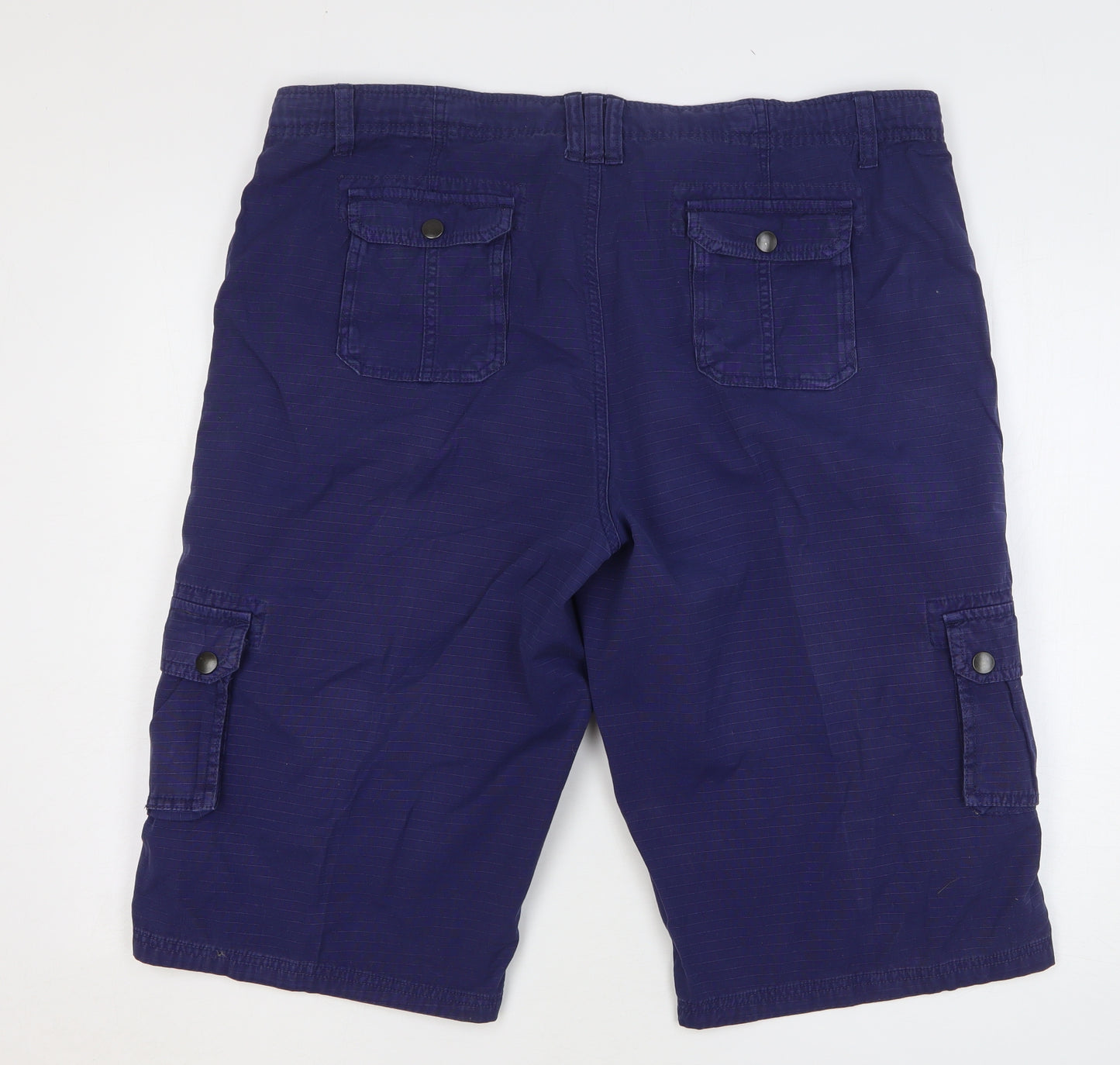 Dunnes Stores Mens Blue Cotton Cargo Shorts Size 40 L16 in Regular Button