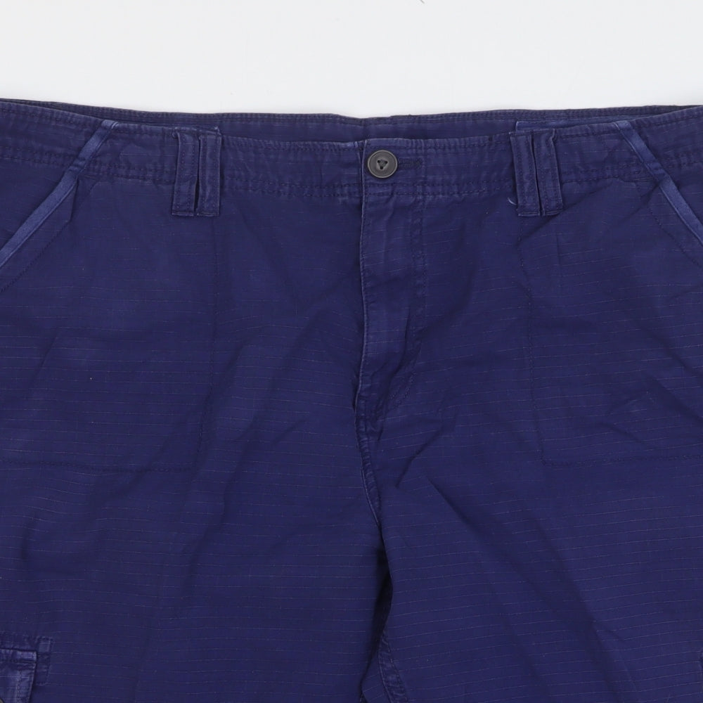 Dunnes Stores Mens Blue Cotton Cargo Shorts Size 40 L16 in Regular Button