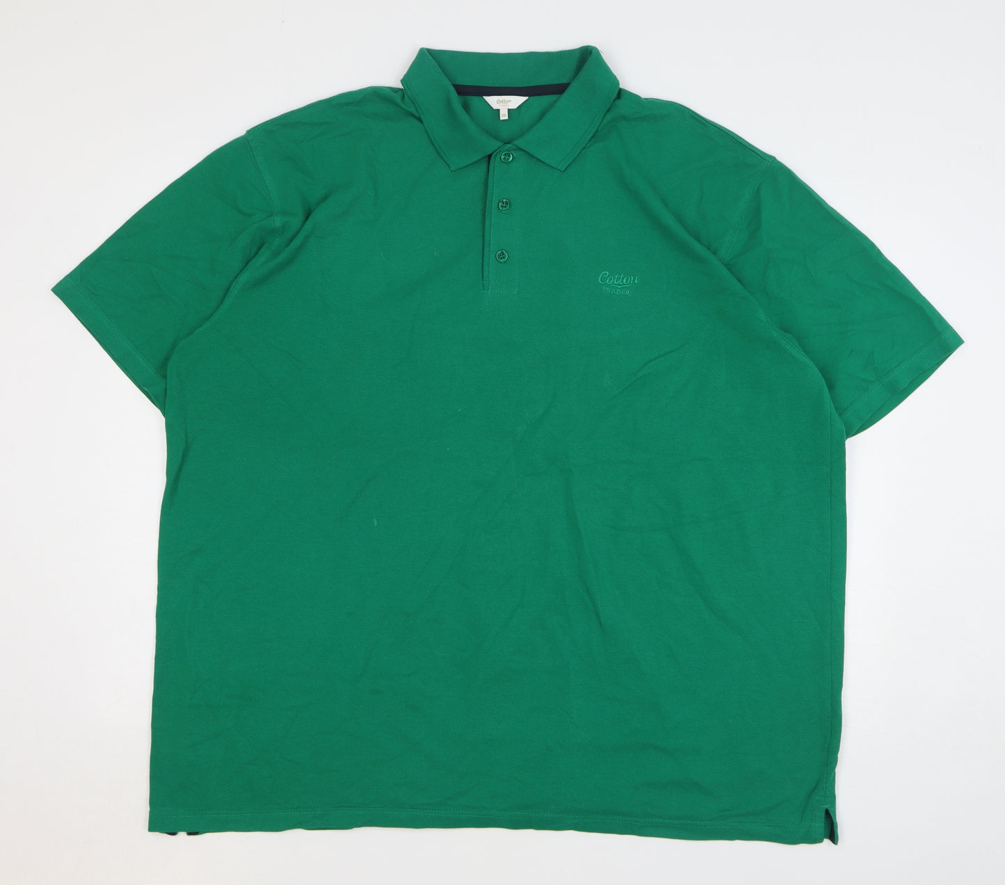 Cotton Traders Mens Green Cotton Polo Size 2XL Collared Button