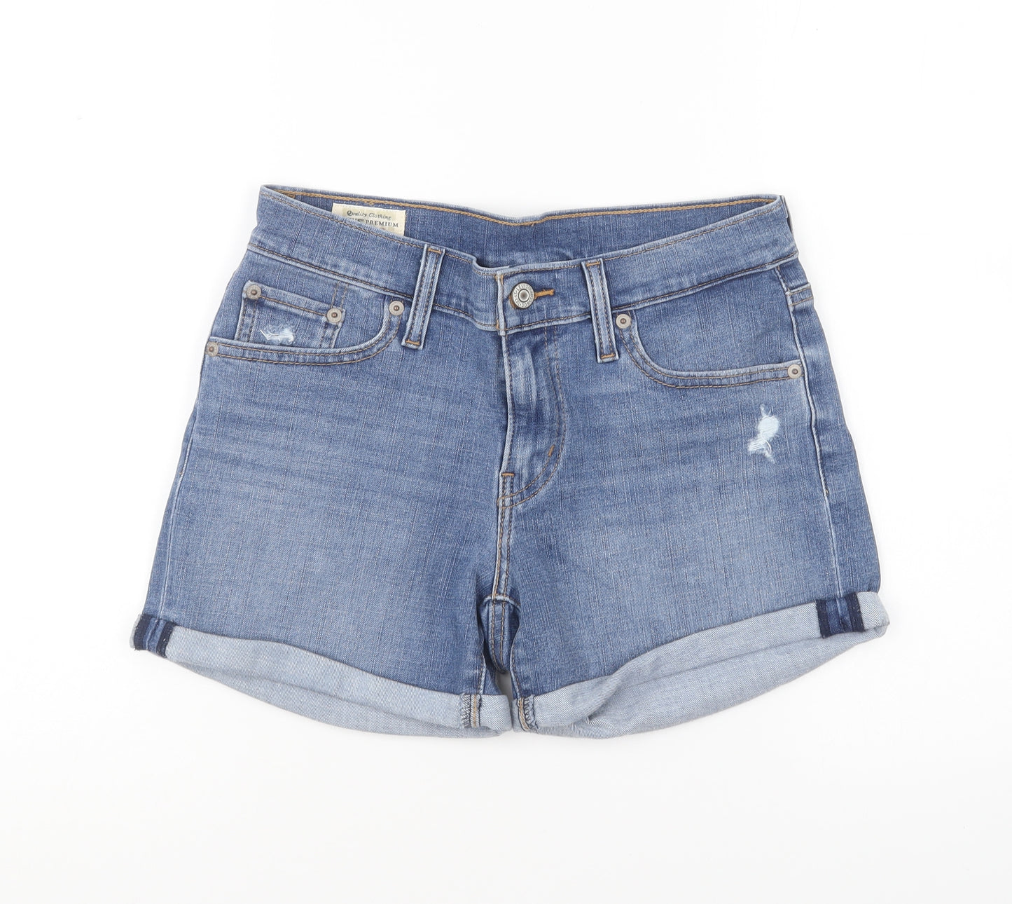 Levi's Womens Blue Cotton Hot Pants Shorts Size 26 in L5 in Regular Button