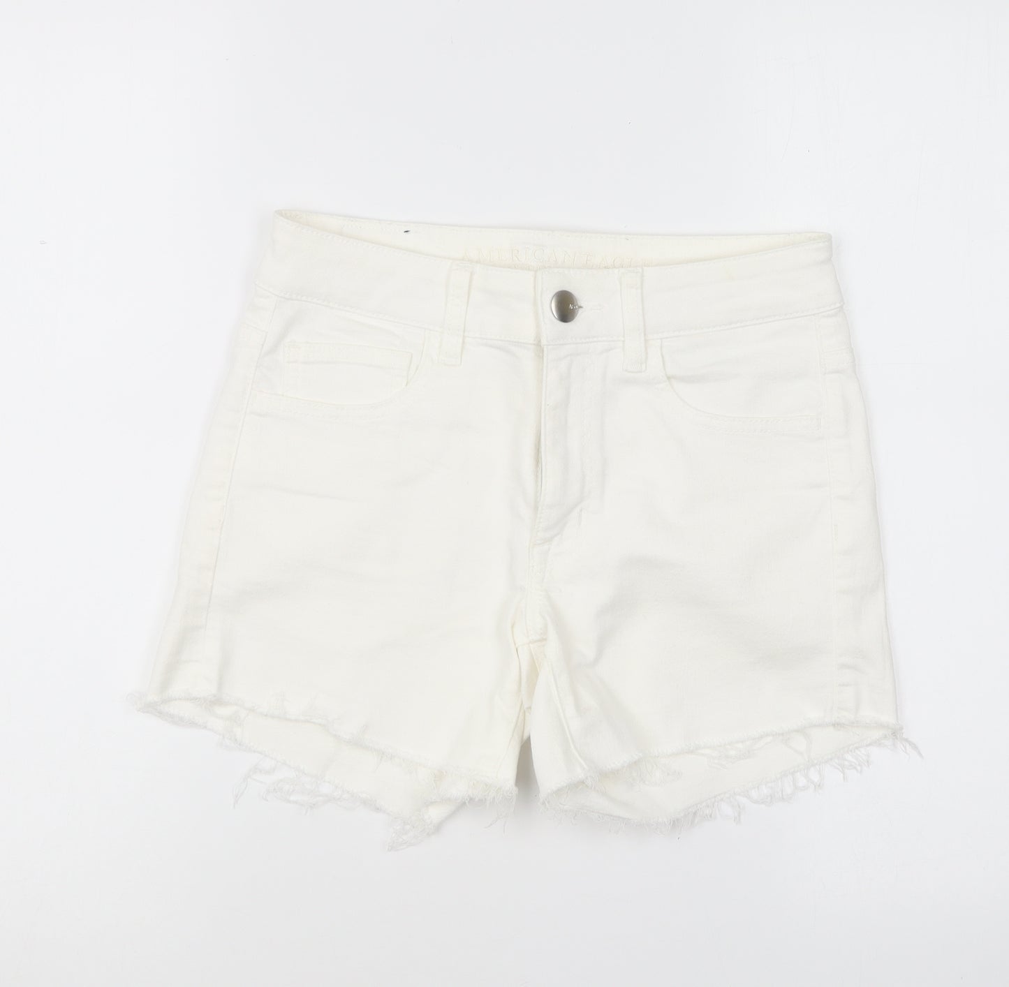 American Eagle Womens Ivory Cotton Hot Pants Shorts Size 8 L4 in Regular Button