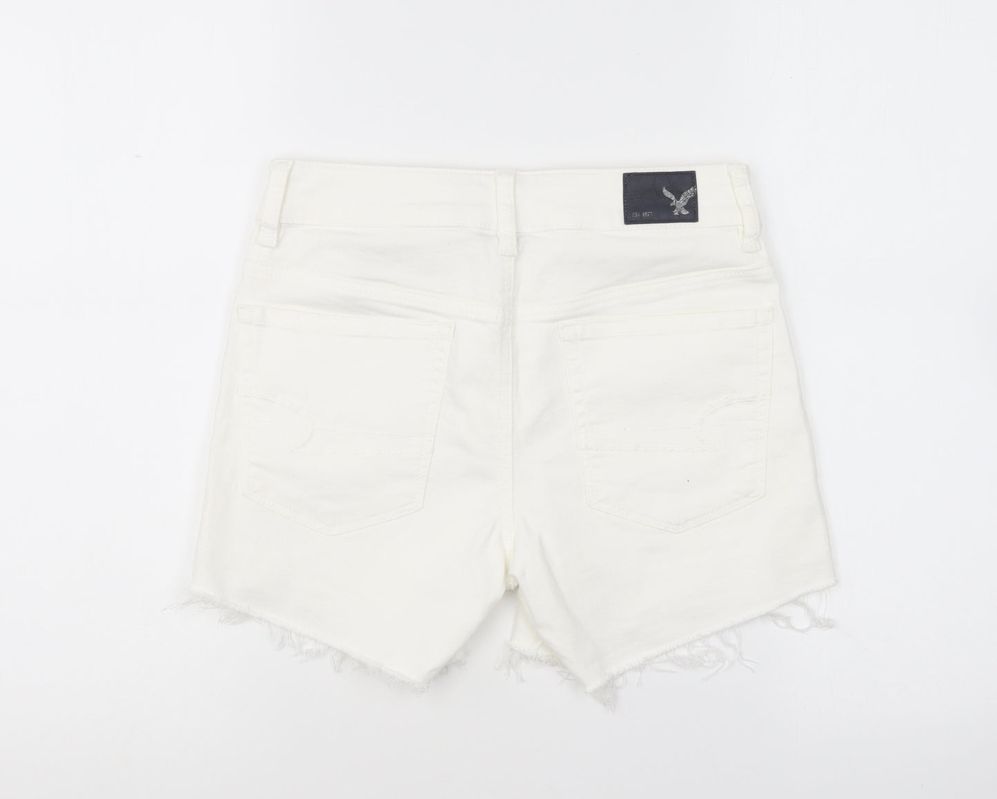 American Eagle Womens Ivory Cotton Hot Pants Shorts Size 8 L4 in Regular Button
