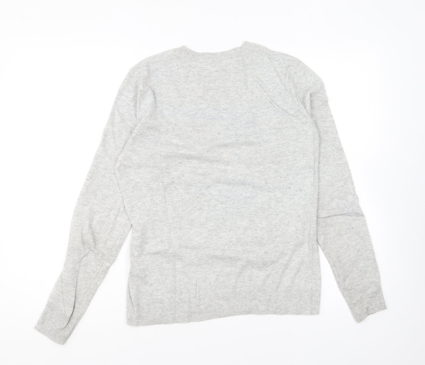 Warehouse Womens Grey Round Neck Cotton Pullover Jumper Size 10 - Christmas