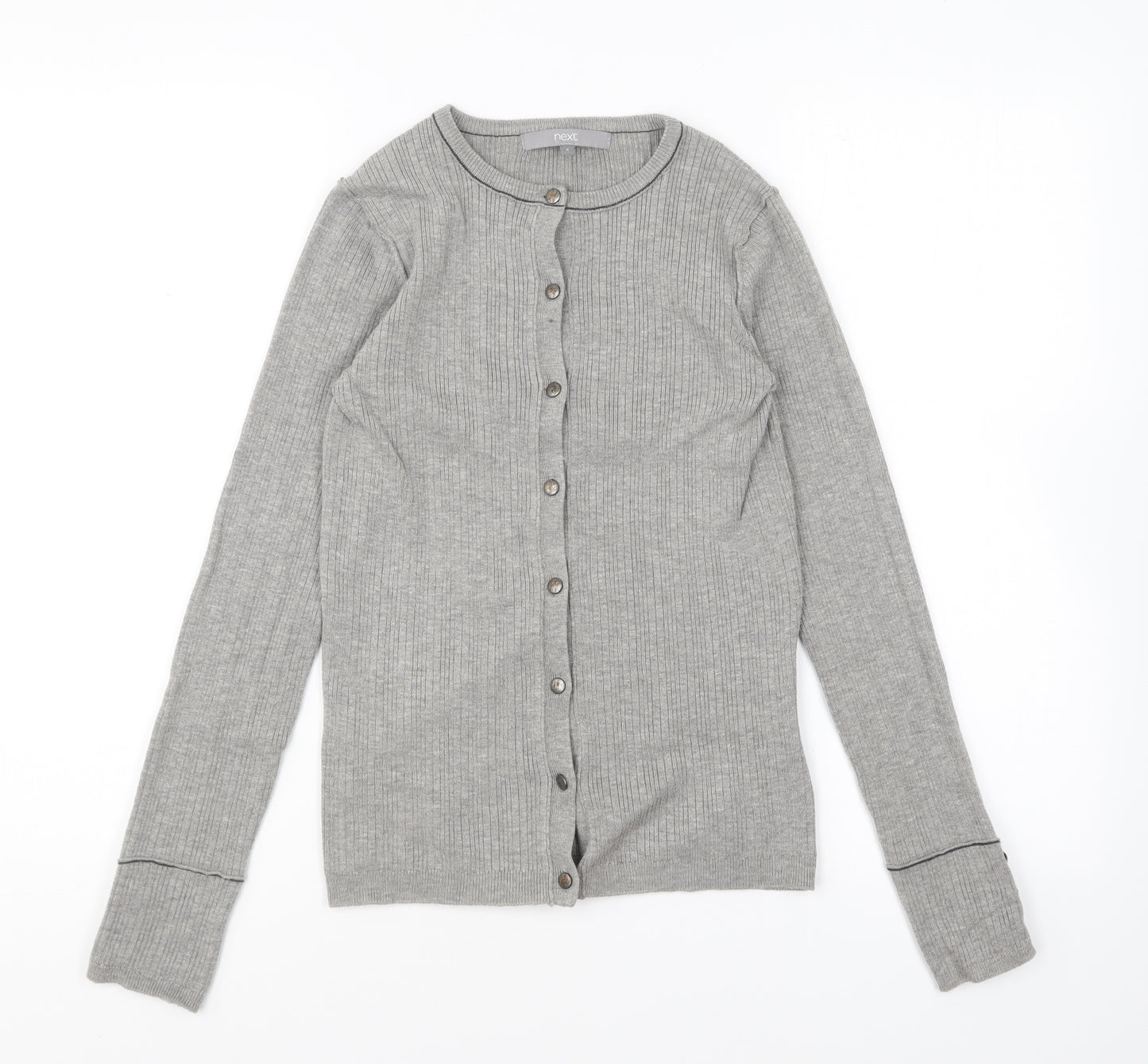 NEXT Womens Grey Round Neck Viscose Cardigan Jumper Size 6