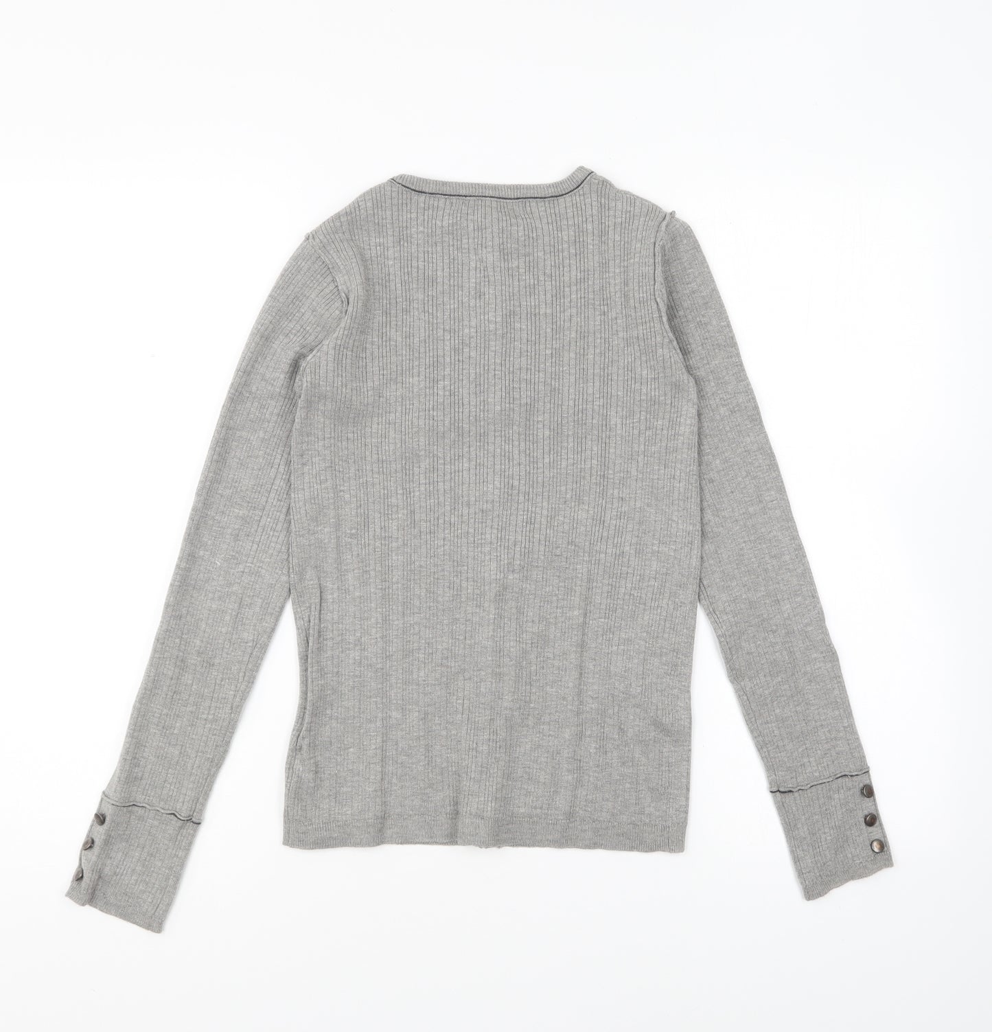 NEXT Womens Grey Round Neck Viscose Cardigan Jumper Size 6
