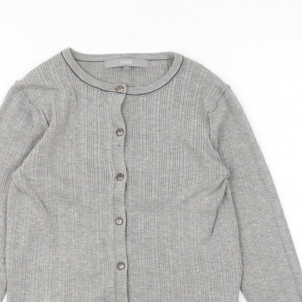NEXT Womens Grey Round Neck Viscose Cardigan Jumper Size 6