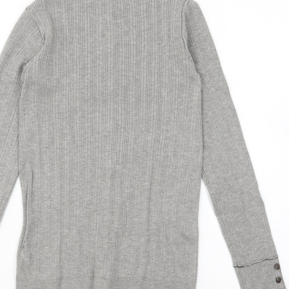 NEXT Womens Grey Round Neck Viscose Cardigan Jumper Size 6