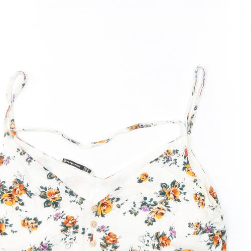 Stradivarius Womens Multicoloured Floral Viscose Camisole Blouse Size S V-Neck