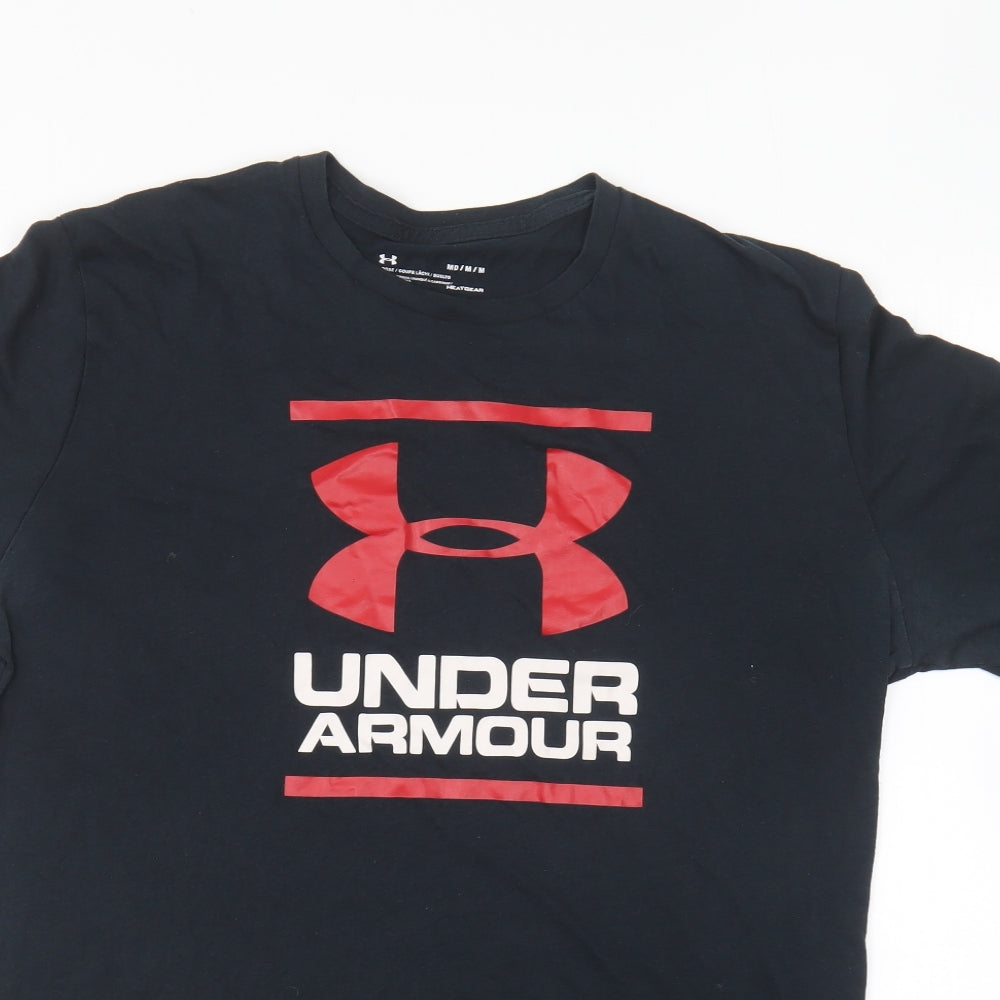 Under armour Mens Black Cotton T-Shirt Size M Round Neck