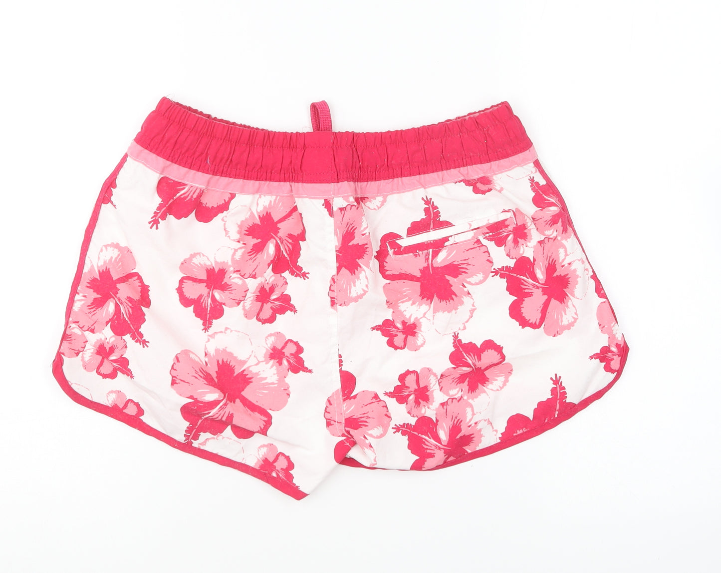 Denim & Co. Womens Pink Floral Polyester Sweat Shorts Size 12 L4 in Regular Drawstring