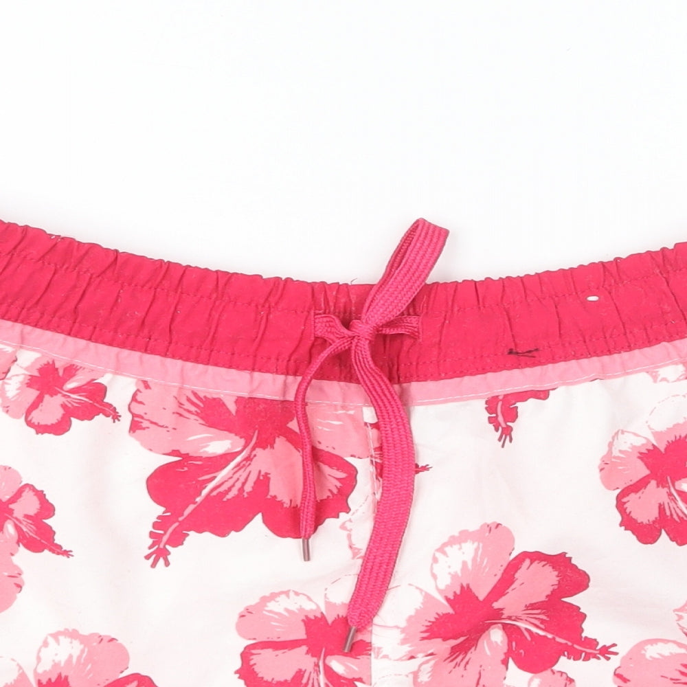 Denim & Co. Womens Pink Floral Polyester Sweat Shorts Size 12 L4 in Regular Drawstring