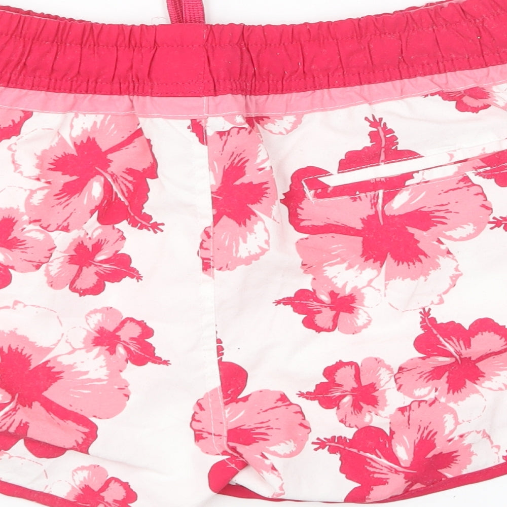 Denim & Co. Womens Pink Floral Polyester Sweat Shorts Size 12 L4 in Regular Drawstring
