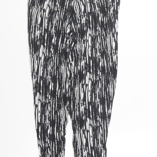 H&M Womens Beige Geometric Viscose Jogger Trousers Size XS L24 in Regular