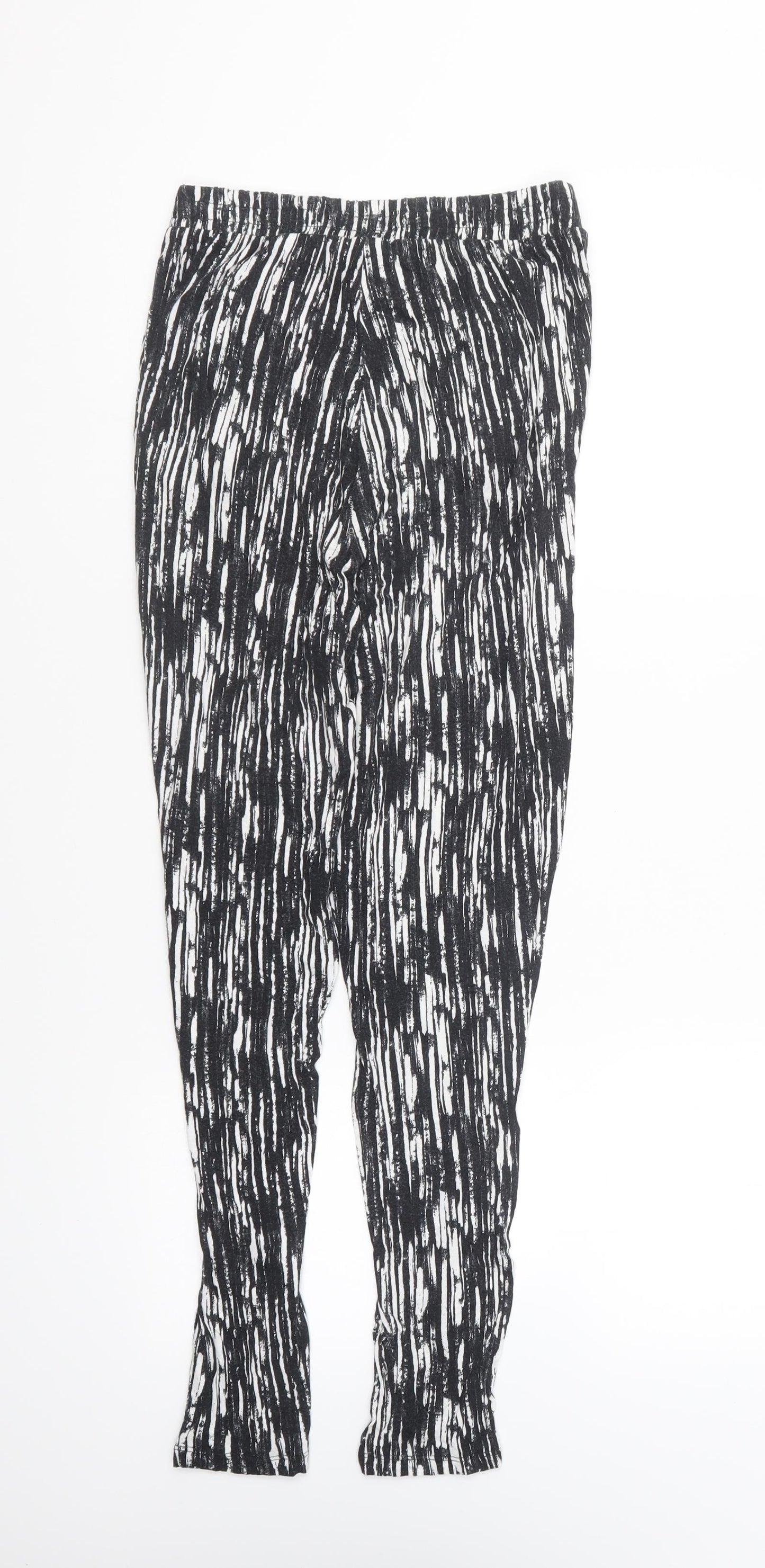 H&M Womens Beige Geometric Viscose Jogger Trousers Size XS L24 in Regular
