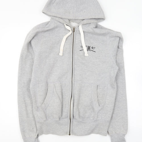 Just Hoods Mens Grey Cotton Full Zip Hoodie Size M