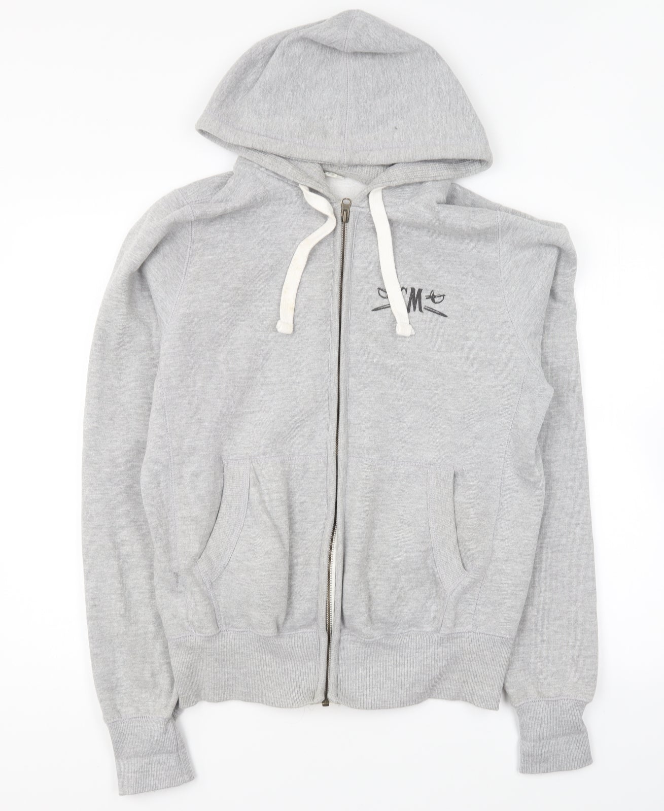 Just Hoods Mens Grey Cotton Full Zip Hoodie Size M