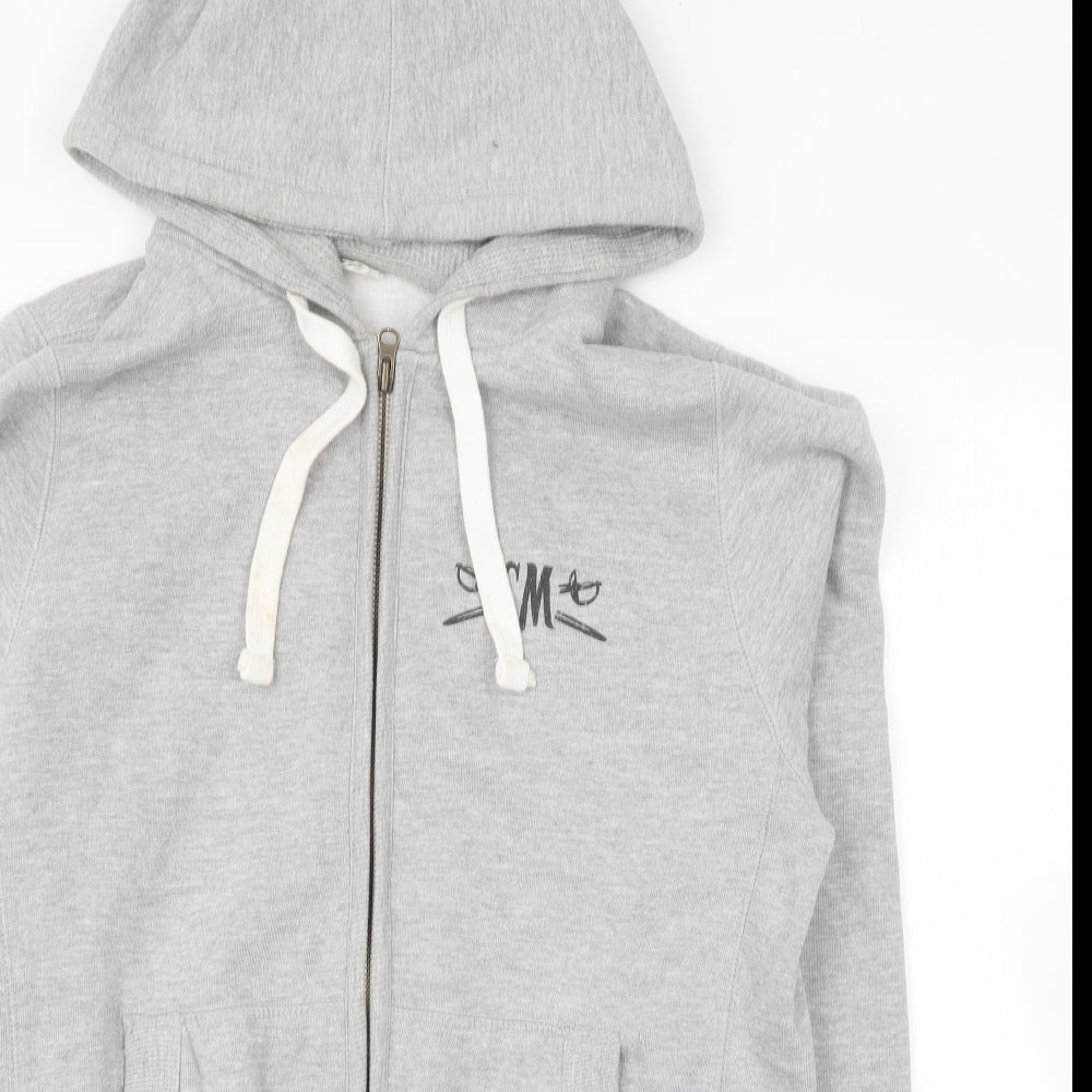 Just Hoods Mens Grey Cotton Full Zip Hoodie Size M