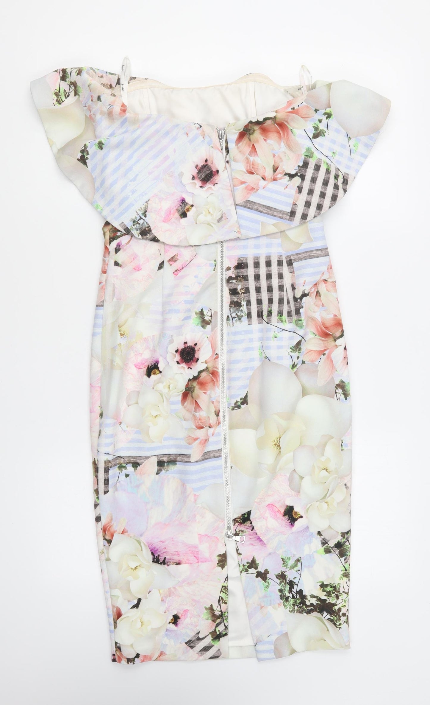 Bardot Womens Multicoloured Floral Polyester Bodycon Size 8 Sweetheart Zip