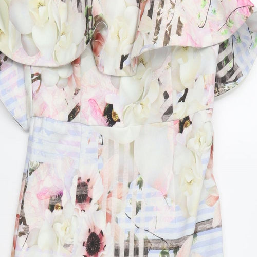 Bardot Womens Multicoloured Floral Polyester Bodycon Size 8 Sweetheart Zip