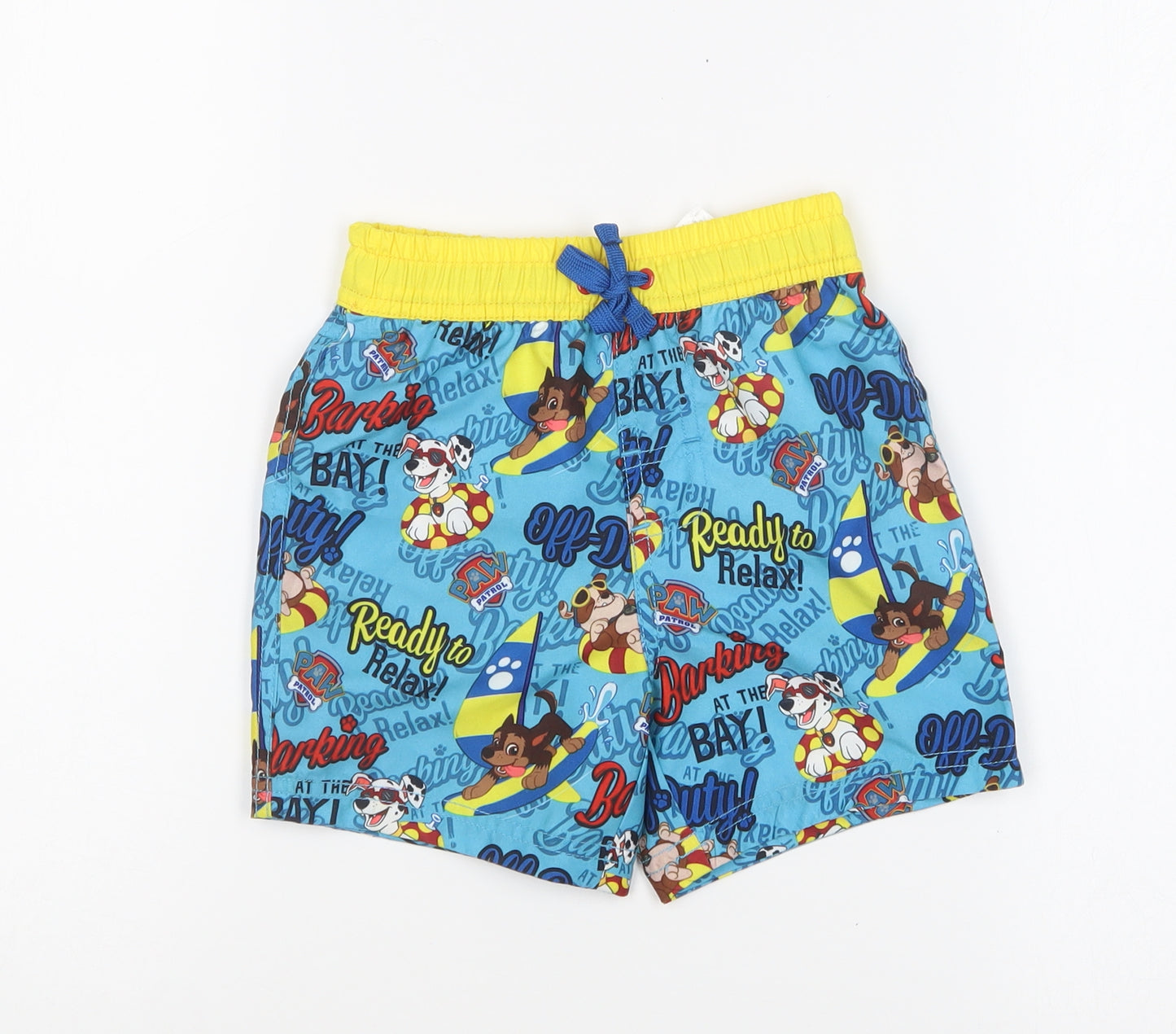 George Boys Multicoloured Geometric Polyester Sweat Shorts Size 2-3 Years Regular Drawstring - Paw Patrol Swim Shorts