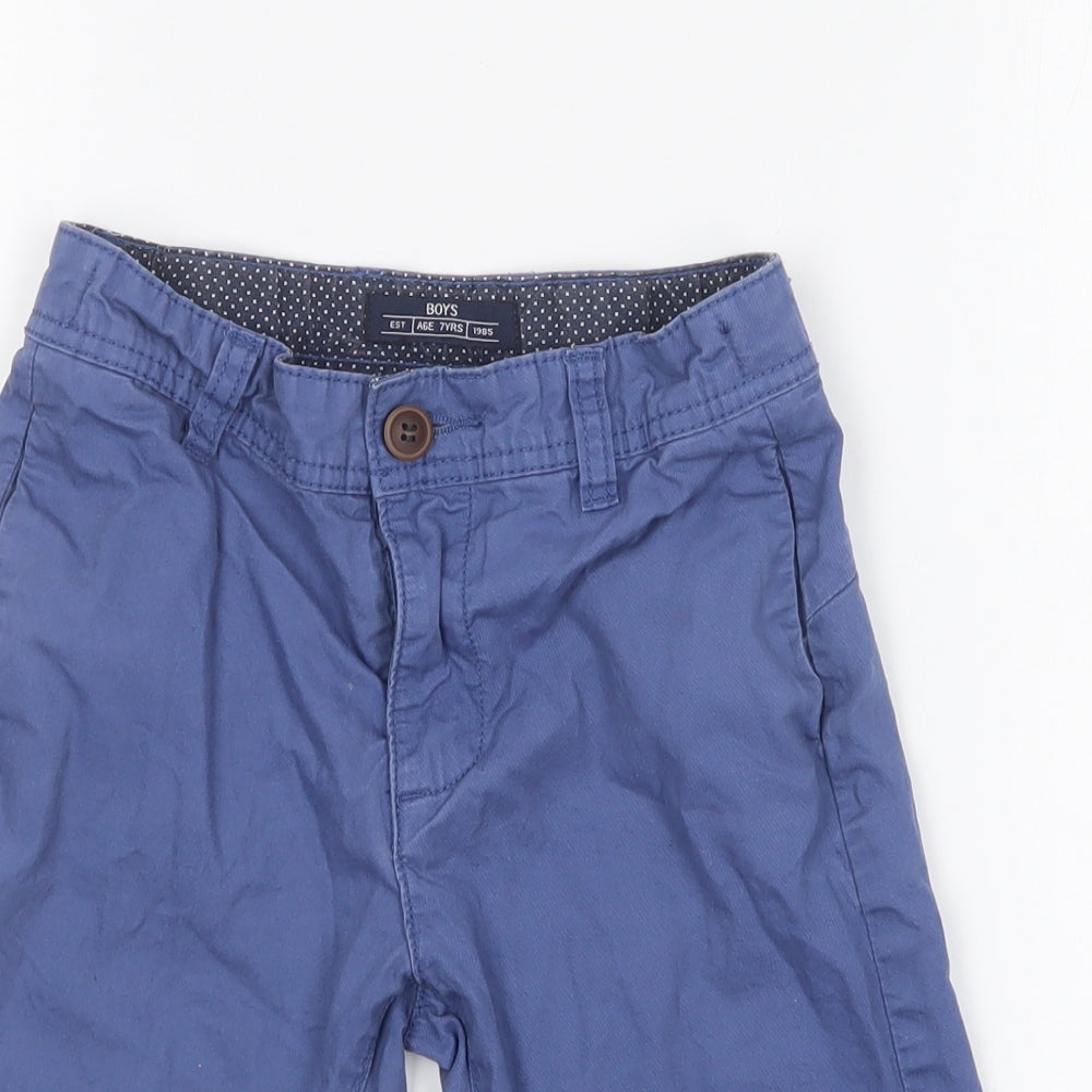 Matalan Boys Blue Cotton Chino Shorts Size 7 Years Regular Zip