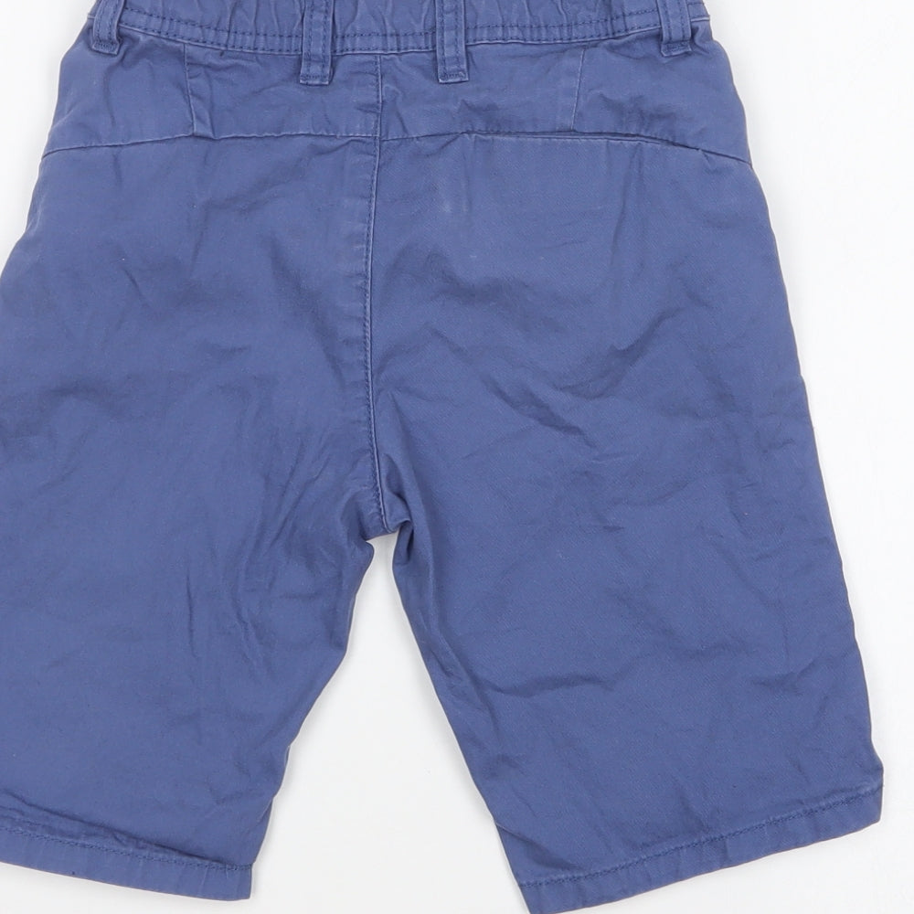 Matalan Boys Blue Cotton Chino Shorts Size 7 Years Regular Zip