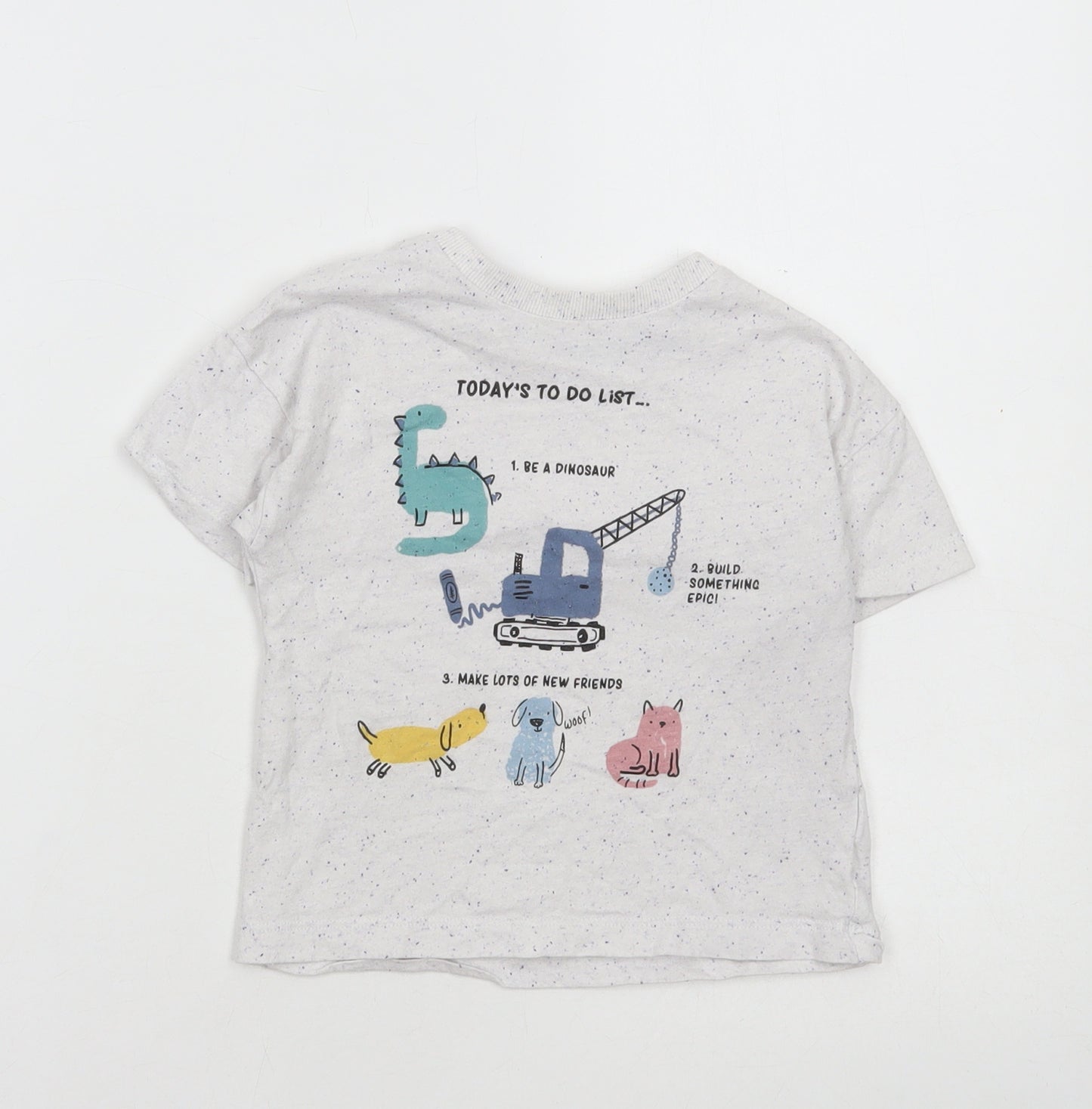 Matalan Boys Grey Cotton Basic T-Shirt Size 2-3 Years Round Neck Pullover - To do list