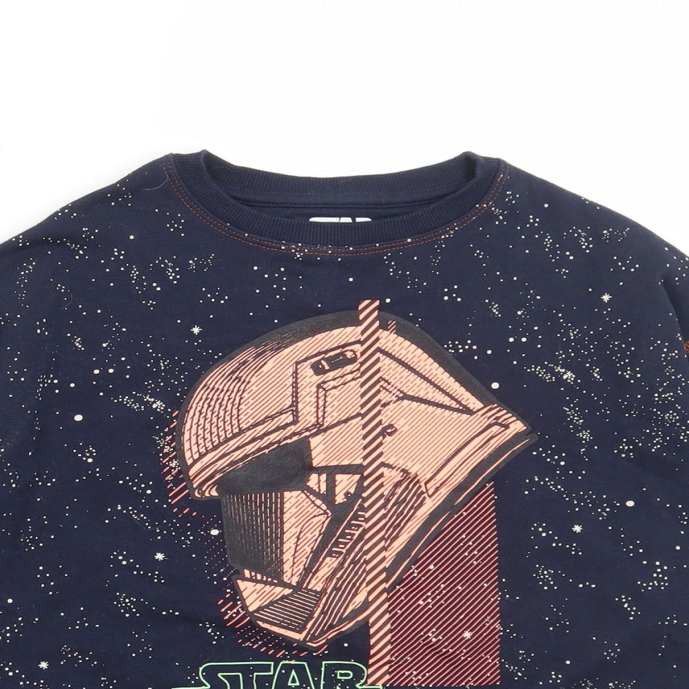 Marks and Spencer Boys Black Cotton Pullover Sweatshirt Size 9-10 Years Pullover - Star Wars