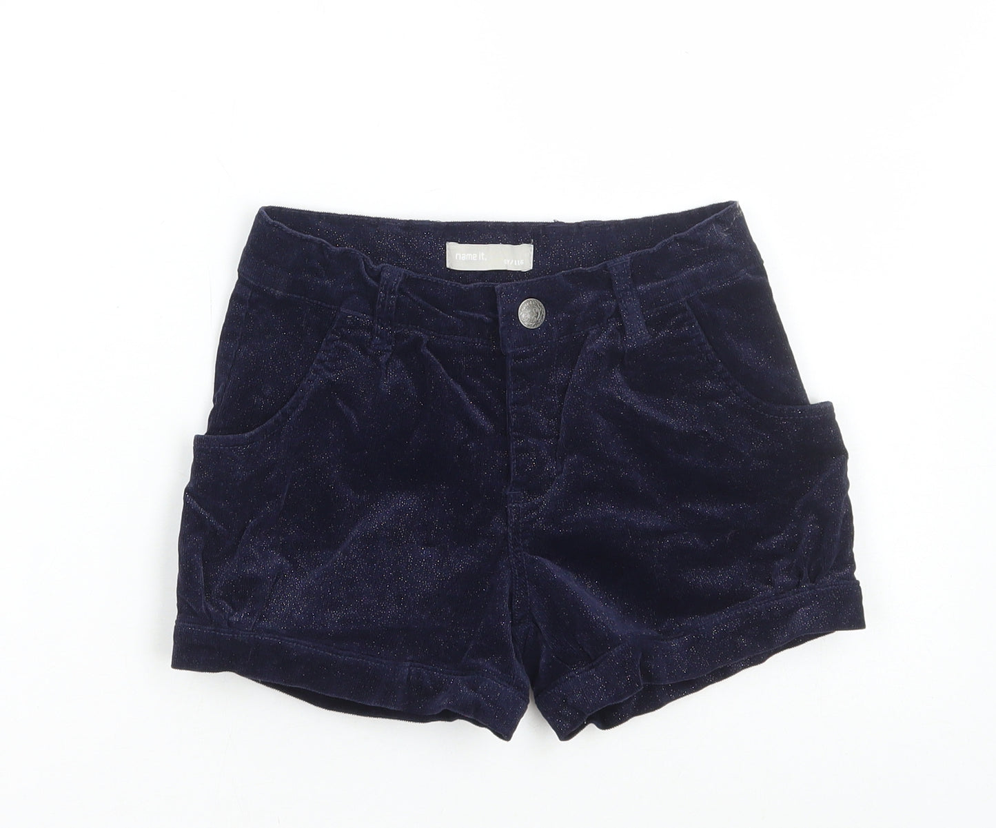 name it Girls Blue Cotton Boyfriend Shorts Size 6 Years Regular Zip